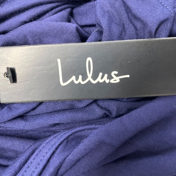 Lulus Womens Navy Wrap Maxi Dress With Tie Waist & V-Neckline Size L - New - Picture 9 of 10